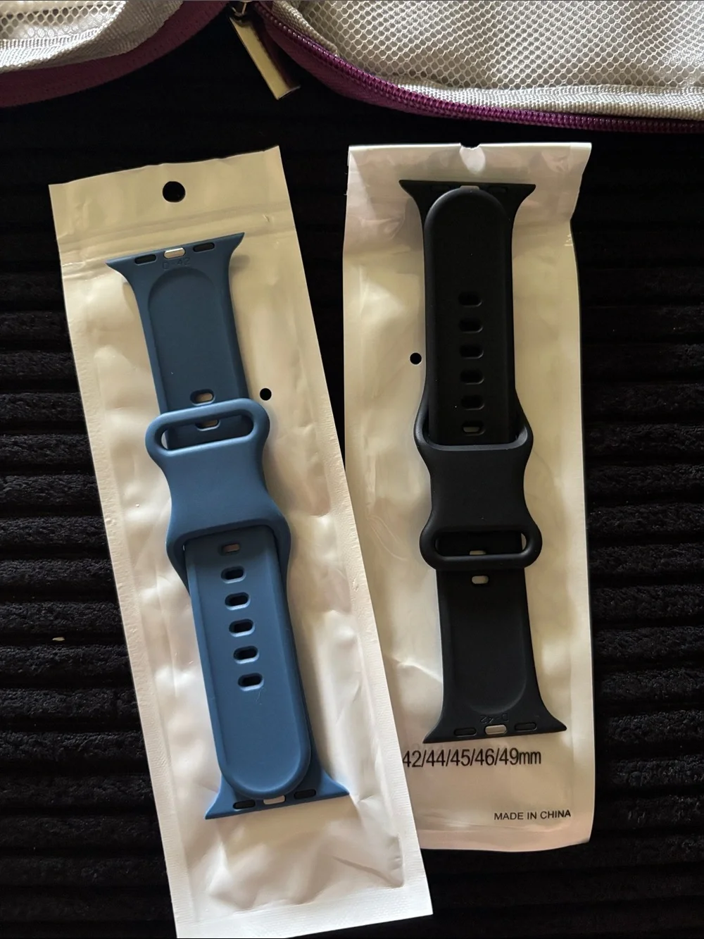 Silicone Replacement Watch Band - Blue & Black - Fits 42/44/45/46/49mm